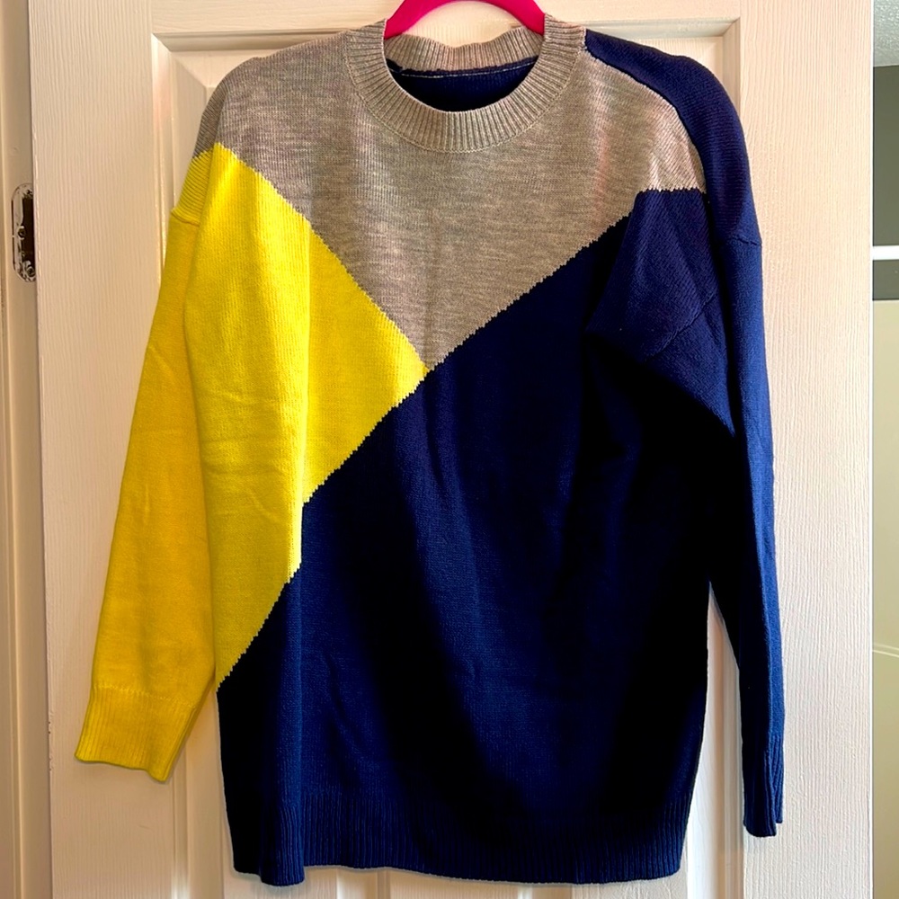Women's Color Block Drop Shoulder Sweater Shein Size Small